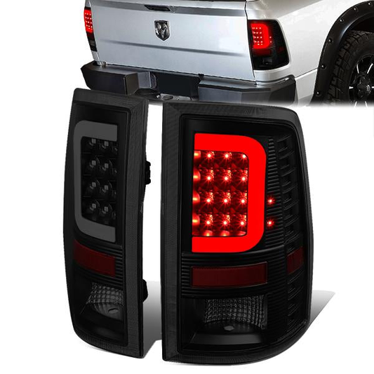 FAROS TRASEROS 09-17 DODGE RAM 1500 / 10-17 DODGE RAM 2500 , 3500 - L-BAR - 3D - LED - BLACK / SMOKE