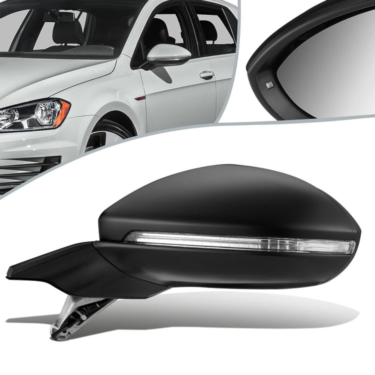 RETROVISOR MIRROR - OEM - 13-16 VOLKSWAGEN GOLF - POWERED - HEATED - W/ SIGNAL LIGHT - FOLDING - LEFT - BLACK