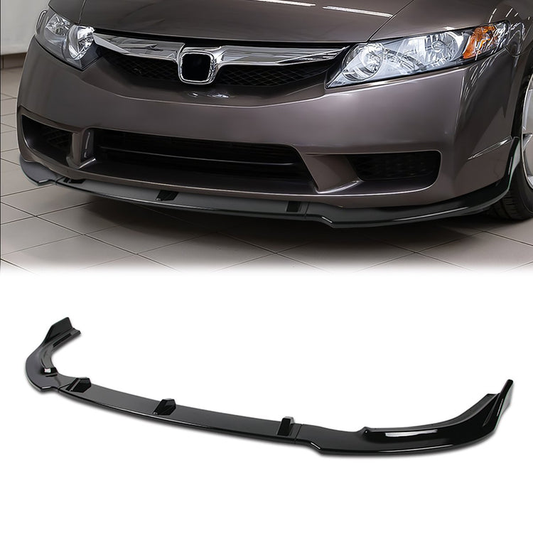 LIP FRONTAL 06-08 HONDA CIVIC SEDAN 4-DR - REQUIRES DRILLING BUMPER FOR INSTALLATION - 3PC - PAINTED GLOSS BLACK