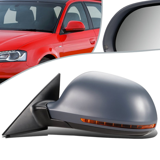 RETROVISOR MIRROR - 09-10 AUDI A3 - POWERED - HEATED - W/ SIGNAL - W/O DIMMER - FOLDING - OEM - LEFT - PRIMED GREY