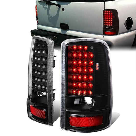 FAROS TRASEROS 00-06 CHEVY TAHOE , CHEVY SUBURBAN 1500 , 2500 , GMC YUKON , YUKON XL 1500 , 2500 - LED - FITS LIFT DOOR MODELS ONLY , DOES NOT FIT BARN DOOR MODELS - BLACK / CLEAR
