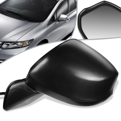 RETROVISOR MIRROR - OEM - 12-15 HONDA CIVIC - POWERED - PAINTABLE - BLACK - LEFT
