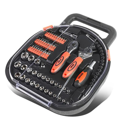 HERRAMIENTAS 64PCS - CHROME VANADIUM STEEL - BLACK / ORANGE