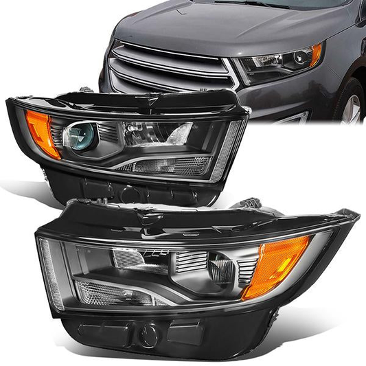 FAROS 15-18 FORD EDGE - FITS MODELS W/ HALOGEN HEADLIGHTS - PROJECTOR LOW BEAM - 9005 HIGH / H7 LOW BEAM - BLACK HOUSING / AMBER CORNER