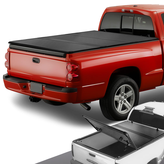TAPADERA DE CAJUELA TONNEAU COVER - HARD TRI-FOLD - 05-10 DODGE DAKOTA / 2011 RAM DAKOTA / 06-09 MITSUBISHI RAIDER - FITS 5-1/4FT FLEETSIDE / STYLESIDE BED MODELS ONLY