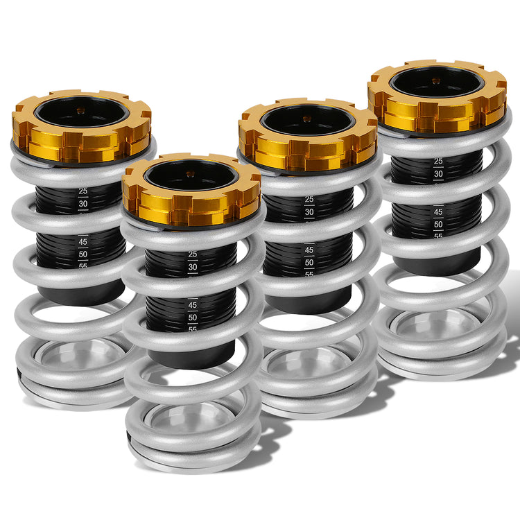 COILOVER 88-00 HONDA CIVIC / 88-91 CRX / 93-97 DEL SOL / 90-01 INTEGRA - SCALE - BLACK SLEEVES / GOLD TOP / SILVER SPRING