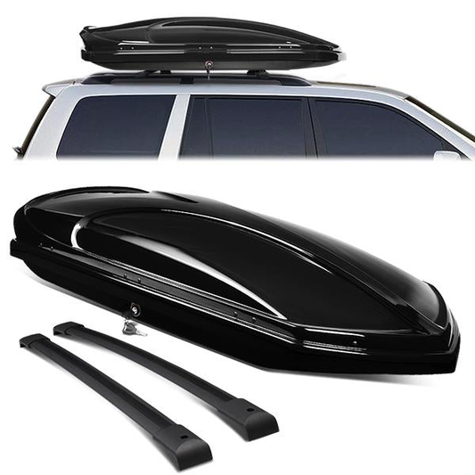 PORTAEQUIPAJE ROOF RACK CROSS BARS + CARGO ROOF BOX - 03-08 HONDA PILOT - ONLY FITS WITH OEM ROOF RAILS - BLACK