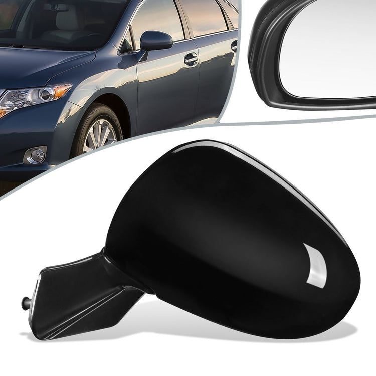 RETROVISOR MIRROR - OEM - 09-12 TOYOTA VENZA - POWERED - PAINTABLE - BLACK - LEFT