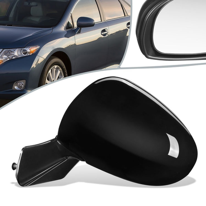 RETROVISOR MIRROR - OEM - 09-12 TOYOTA VENZA - POWERED - PAINTABLE - BLACK - LEFT