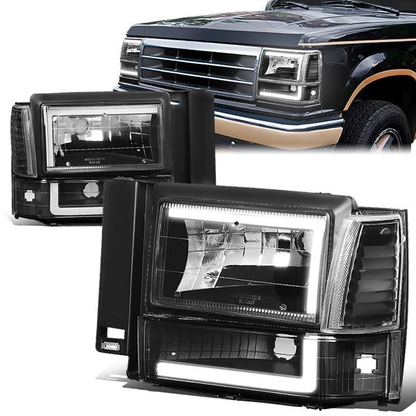 FAROS 91-94 FORD EXPLORER - LED RUNNING LIGHTS REQUIRE TAPPING INTO EXISTING WIRING - LED DRL - BLACK HOUSING / CLEAR CORNER - 9004 LOW BEAM / 9004 HIGH BEAM