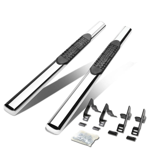 ESTRIBOS 4" - OVAL - STRAIGHT - 04-12 CHEVY COLORADO, GMC CANYON - REGULAR CAB - SILVER
