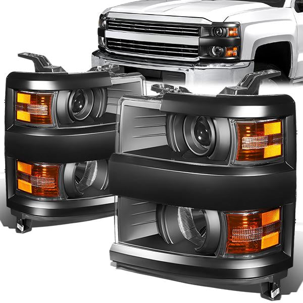 FAROS 15-19 CHEVY SILVERADO 2500HD / 15-19 CHEVY SILVERADO 3500HD - PROJECTOR LOW BEAM - BLACK HOUSING / AMBER CORNER - 9005 HIGH / H11 LOW / 7443A SIGNAL