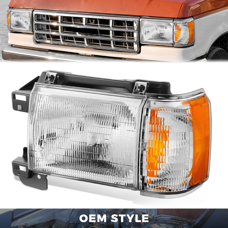FAROS 87-91 FORD BRONCO, F-150, F-250, F-350 - 9004 HIGH / LOW BEAM / 1157A TURN SIGNAL - CHROME HOUSING