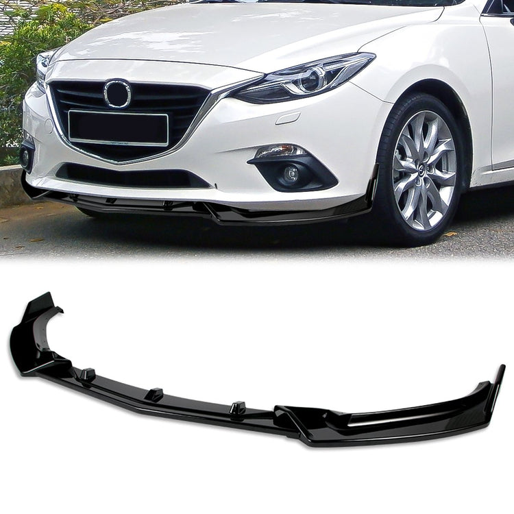 LIP FRONTAL 14-18 MAZDA 3 - REQUIRES DRILLING BUMPER FOR INSTALLATION - 3PC - PAINTED GLOSS BLACK