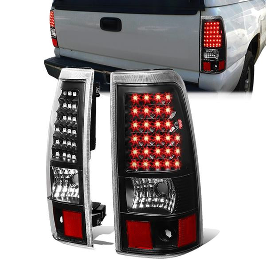FAROS TRASEROS 03-06 CHEVY SILVERADO 1500 , 2500 , 3500 , HD MODELS , GMC SIERRA 1500 , 2500 , 3500 , HD MODELS / 2007 CHEVY SILVERADO , GMC SIERRA CLASSIC MODELS - LED - FITS FLEETSIDE MODELS ONLY , DOES NOT FIT DUALLY MODELS - BLACK / CLEAR