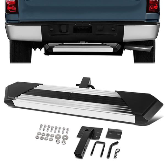 ESCALON TRASERO STAINLESS STEEL - 35" L X 6.25" W - FITS VEHICLES WITH 2" TOW HITCH RECEIVER - CHROME / RED