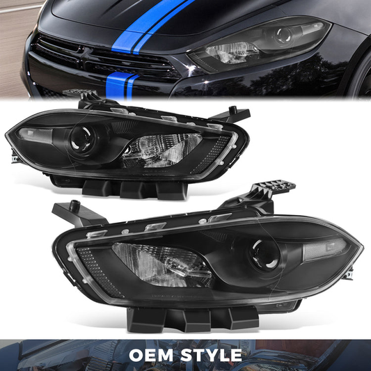 FAROS OE STYLE - 13-16 DODGE DART - BLACK HOUSING - CLEAR REFLECTOR