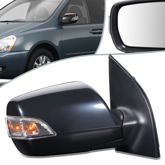 RETROVISOR MIRROR - OEM - 06-14 KIA SEDONA - POWERED - HEATED - W/ SIGNAL LIGHT - FOLDING - BLACK MATERIAL - RIGHT