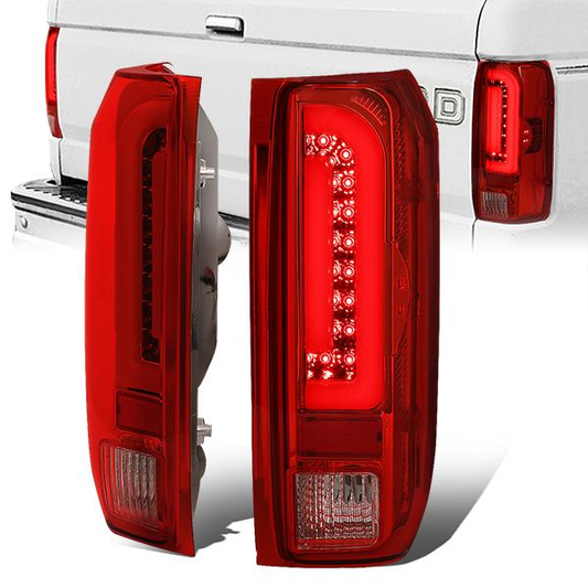 FAROS TRASEROS 90-96 FORD F-150 / 90-97 FORD F-250 / 90-97 FORD F-350 / 90-96 FORD BRONCO / 90-97 FORD F SUPER DUTY - FITS STYLESIDE MODELS ONLY - 3D - LED - CHROME / RED
