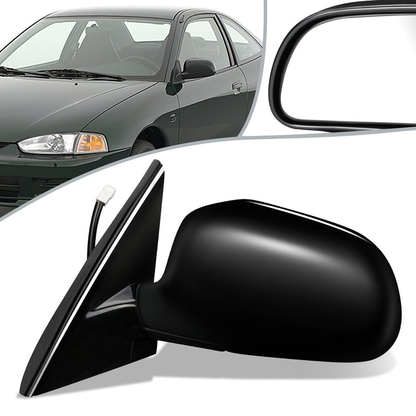 RETROVISOR MIRROR - OEM - 97-02 MITSUBISHI LANCER, MIRAGE - POWERED - FOLDING - BLACK MATERIAL - LEFT