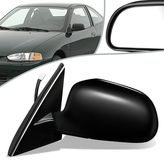 RETROVISOR MIRROR - OEM - 97-02 MITSUBISHI LANCER, MIRAGE - POWERED - FOLDING - BLACK MATERIAL - LEFT