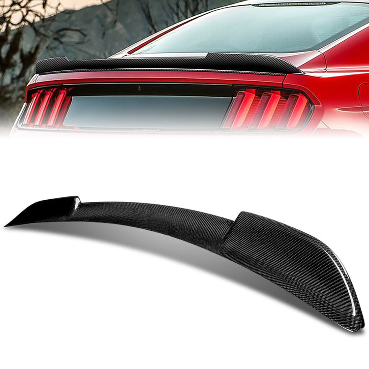 SPOILER CAR TRUNK SPOILER - 15-22 FORD MUSTANG COUPE - CARBON FIBER BLACK