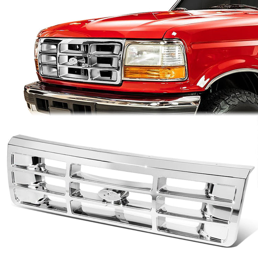 nan GRILLES - 92-96 FORD BRONCO/92-97 FORD F SUPER DUTY/92-96 FORD F-150/92-97 FORD F-250/92-97 FORD F-350/92-96 FORD F53/92-96 FORD F59 - ABS PLASTIC - POLISHED CHROME