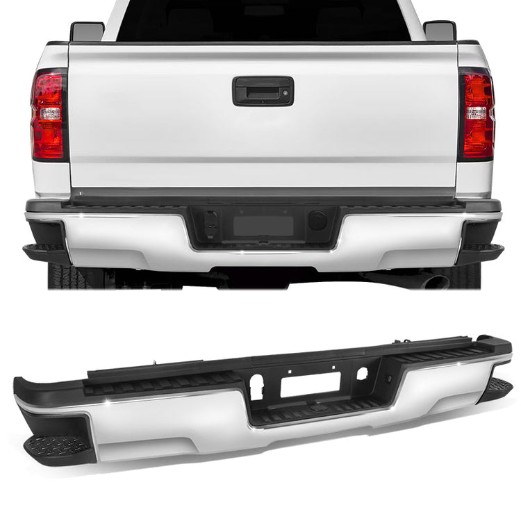 DEFENSA TRASERA 15-19 SILVERADO SIERRA 2500 3500?CHROME WITHOUT SENSOR HOLE?WITHOUT HITCH DRAW BAR?