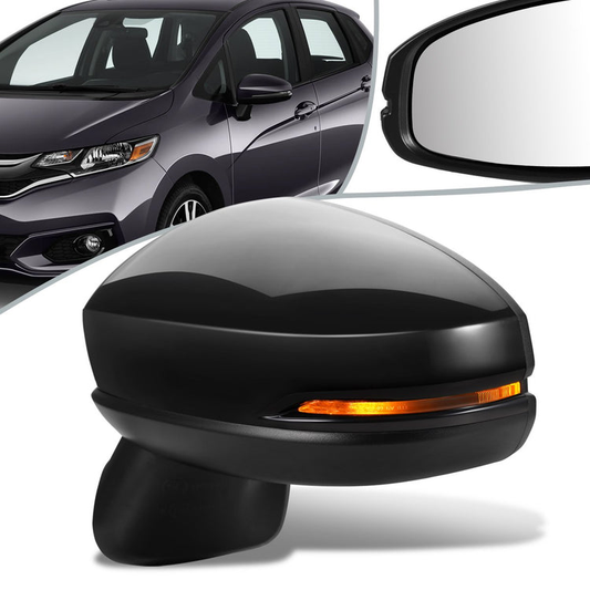 RETROVISOR MIRROR - OEM - 15-19 HONDA FIT - POWERED - HEATED - W/ SIGNAL LIGHT - BLACK MATERIAL - LEFT