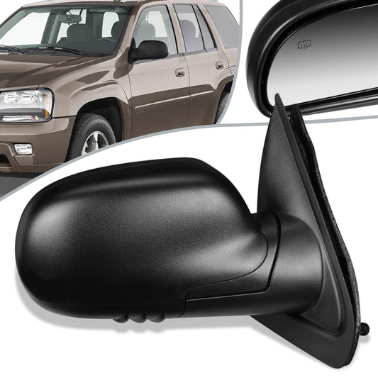 RETROVISOR MIRROR - OEM - 04-07 BUICK RAINIER / 02-08 CHEVY TRAILBLAZER / 02-08 GMC ENVOY / 03-08 ISUZU ASCENDER / 02-04 OLDMOBILE BRAVADA - POWERED - HEATED - TEXTURED - BLACK - RIGHT