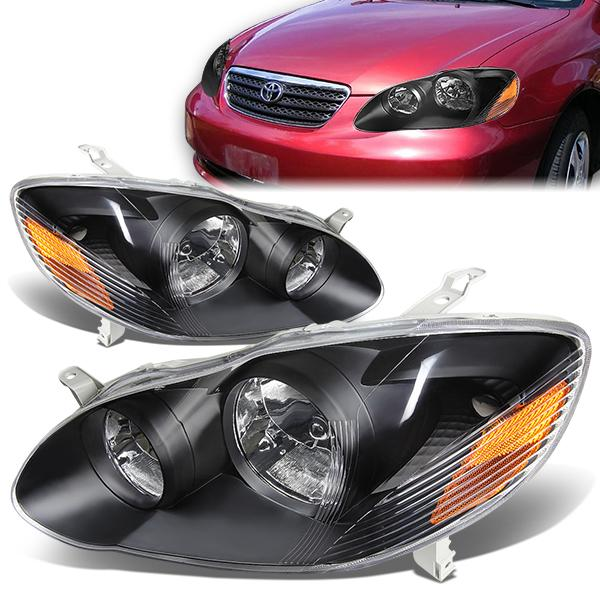 FAROS 03-08 TOYOTA COROLLA - 9006 LOW BEAM / 9005 HIGH BEAM / 3157A TURN SIGNAL - BLACK HOUSING / AMBER CORNER