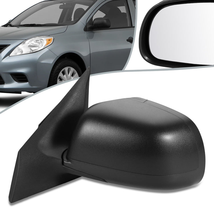 RETROVISOR MIRROR - OEM - 12-14 NISSAN VERSA 4-DR - POWERED - FOLDING - TEXTURED - BLACK - LEFT