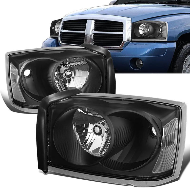 FAROS 05-07 DODGE DAKOTA - OE STYLE - BLACK HOUSING / CLEAR CORNER - H13 LOW BEAM / HIGH BEAM