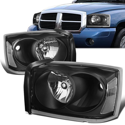 FAROS 05-07 DODGE DAKOTA - OE STYLE - BLACK HOUSING / CLEAR CORNER - H13 LOW BEAM / HIGH BEAM