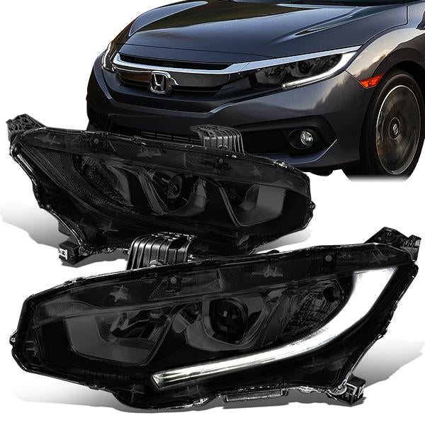 FAROS 16-18 HONDA CIVIC - H11 LOW BEAM / 9005 HIGH BEAM - SMOKE HOUSING / CLEAR CORNER