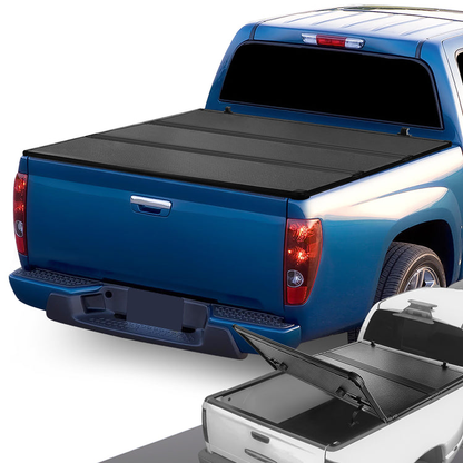 TAPADERA DE CAJUELA TONNEAU COVER - HARD TRI-FOLD - 04-14 CHEVY COLORADO, GMC CANYON / 06-08 ISUZU I-350, I-370 - FITS 5.3FT FLEETSIDE / STYLESIDE BED MODELS ONLY