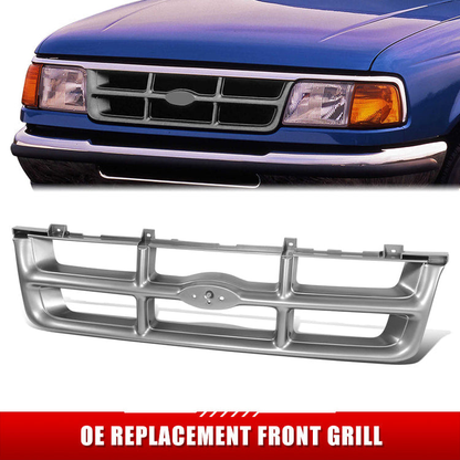 PARRILLA GRILLE - FD RANGR/BRONCO II '93-'97/ GRILLE ASS'Y '93-'94/ ARGENT/BLACK/ (2WD)(XLT)/ (FLARESIDE TYPE)//PARTS.NO,FO1200185//OEM NO,F37Z8200J