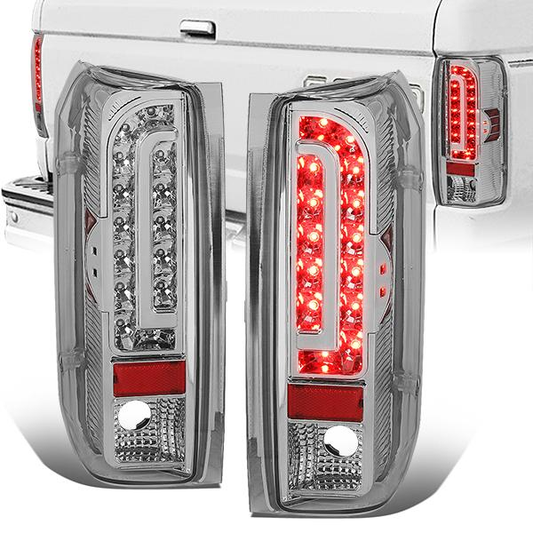 FAROS TRASEROS 90-96 FORD F-150 / 90-97 FORD F-250 / 90-97 FORD F-350 / 90-96 FORD BRONCO / 90-97 FORD F SUPER DUTY - FITS STYLESIDE MODELS ONLY - LED - CHROME / CLEAR