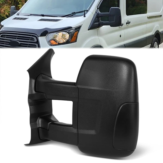 RETROVISOR MIRROR - OE STYLE - FORD TRANSIT 150 2015-2019 - FORD TRANSIT 250 2015-2019 - FORD TRANSIT 350 2015-2019 - WITH LOW ROOF LONG ARM - DRIVER LEFT SIDE - BLACK