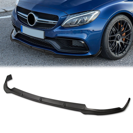 LIP FRONTAL 19 MERCEDES BENZ C180 / 19-20 C-CLASS W205, C43 AMG, C63 AMG, C200, C300 - REQUIRES DRILLING BUMPER FOR INSTALLATION - 3PC - MATTE BLACK