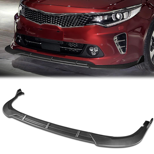 LIP FRONTAL 16-18 KIA OPTIMA - FITS SX, SXL, S ONLY - REQUIRES DRILLING BUMPER FOR INSTALLATION - 3PC - CARBON FIBER LOOK