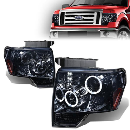 FAROS 09-14 FORD F-150 2/4-DOOR - LED - HALO PROJECTOR - SMOKE HOUSING / AMBER CORNER - H1 LOW BEAM / HIGH BEAM