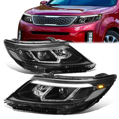 FAROS 14-15 KIA SORENTO - FITS MODELS WITH HALOGEN HEADLIGHTS WITH LED DRL - LED DRL - BLACK HOUSING / CLEAR CORNER