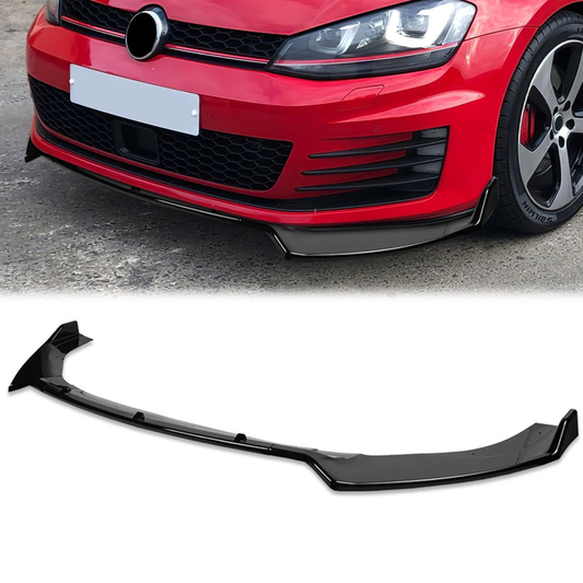 LIP FRONTAL 12-20 VOLKSWAGEN GOLF - FITS GTI, R, R-LINE ONLY - REQUIRES DRILLING BUMPER FOR INSTALLATION - 3PC- PAINTED GLOSS BLACK