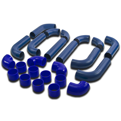 TUBERIA INTERCOOLER UNIVERSAL INTERCOOLER PIPING - ALUMINUM - 2.50" - 14PC - PIPES / HOSES / CLAMPS - BLUE - T-2 - J15-5 / J12-5 / ZA4-3