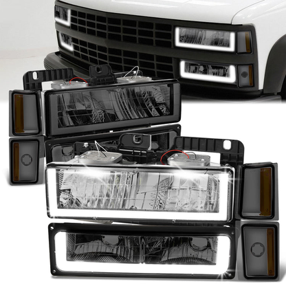 FAROS SMOKE LENS,AMBER REFLECTOR,CHROME HOUSING - 8PCS - LED BAR - 92-93 CHEVROLET BLAZER / 88-93 CHEVROLET C1500 / 92-93 CHEVROLET C1500 SUBURBAN / 88-93 CHEVROLET C2500 / 92-93 CHEVROLET C2500 SUBURBAN / 88-93 CHEVROLET C3500 / 88-93 CHEVROLET K1500 /