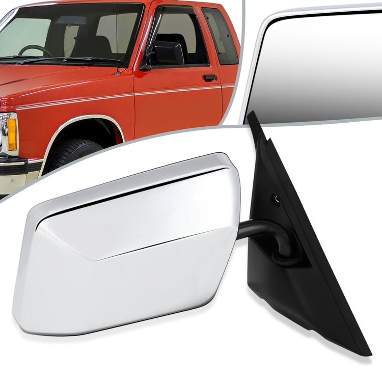 RETROVISOR MIRROR - OEM - 83-90 CHEVY S10 BLAZER / 82-90 CHEVY S10 PICKUP / 83-90 GMC S15 JIMMY / 82-93 GMC S15 PICKUP - MANUAL - CHROME - RIGHT