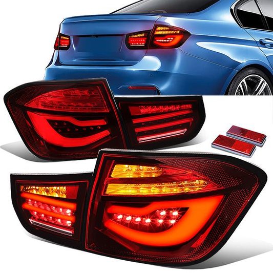 FAROS TRASEROS 12-13 BMW 325I 4-DR / 12-15 BMW 320I, 328I, 335I 4-DR / 14-15 BMW 328D 4-DR - 3D STRIP - LED - RED / CLEAR
