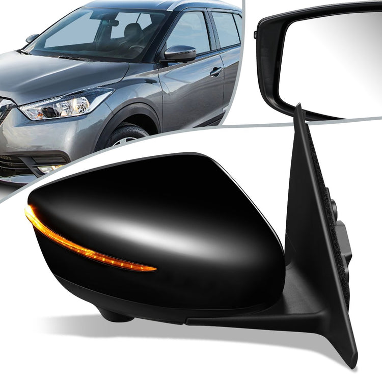 RETROVISOR MIRROR - OEM - 18-20 NISSAN KICKS - POWERED - HEATED - W/ SIGNAL LIGHT - W/ CAMERA - FOLDING - BLACK MATERIAL - RIGHT