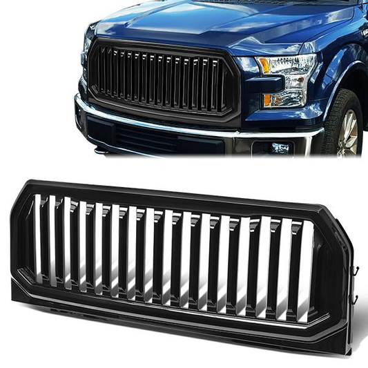PARRILLA GRILLE - 15-17 FORD F-150 - VERTICAL FENCE STYLE - BLACK
